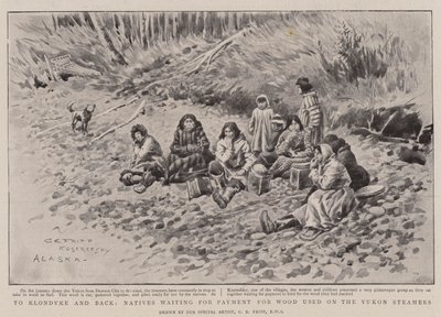 To Klondyke and Back, Natives waiting for Payment for Wood used on the Yukon Steamers by Charles Edwin Fripp